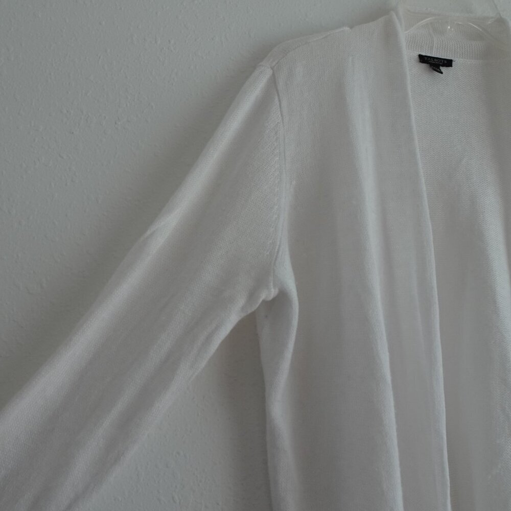 Talbots Linen Cardigan Sweater Women's Petite Plus Size 3X White Open Front - Picture 5 of 10